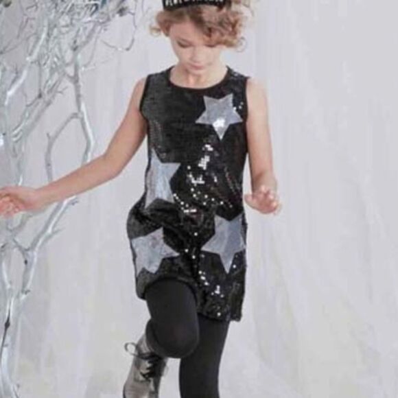 NWT Biscotti Kate Mack Black Silver Susana Sequin Star Dress Birthday Pageant 5 - Picture 1 of 4